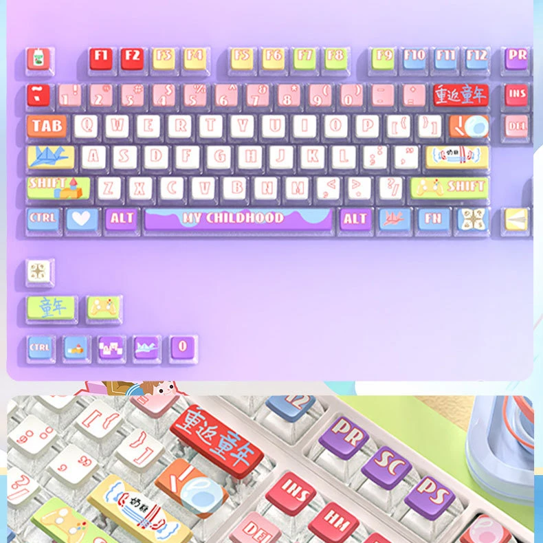 Original 8090 childhood PBT four-sided transparent light transmission heat sublimation mechanical keyboard keycaps customized pe
Original 8090 childhood PBT four-sided transparent light transmission heat sublimation mechanical keyboard keycaps customized pe