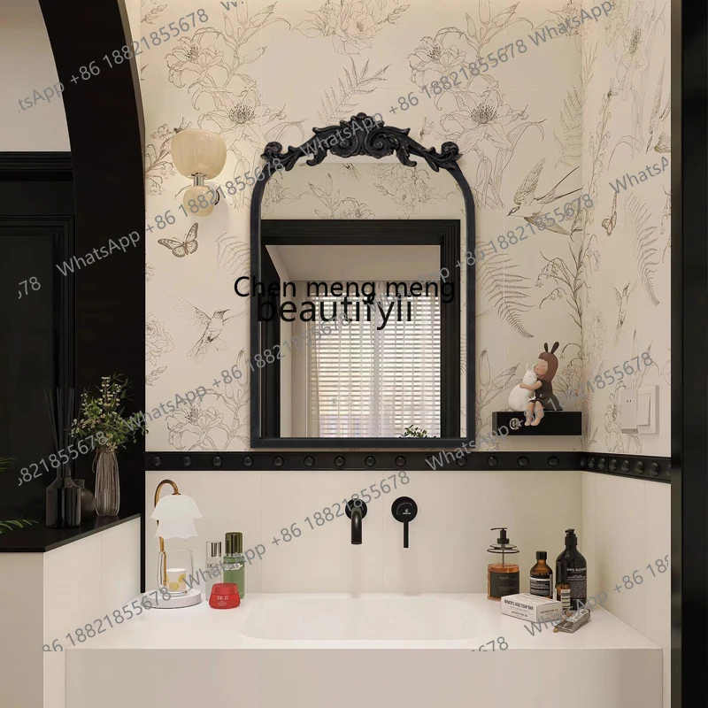 French Style Bathroom Mirror Living Room Fireplace Decorative Mirror Light Luxury Artistic Makeup Mirror H
French Style Bathroom Mirror Living Room Fireplace Decorative Mirror Light Luxury Artistic Makeup Mirror H