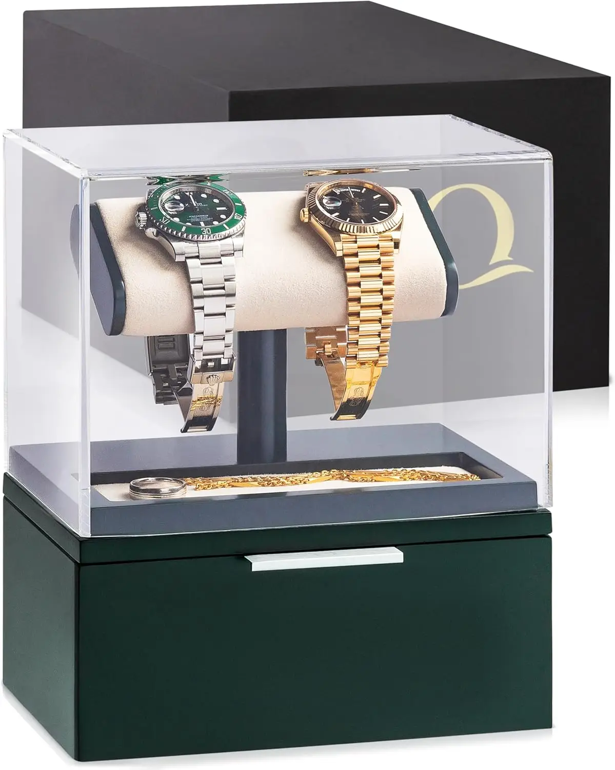 Acrylic Watch Box for 2 or 4 Watches with Jewelry Tray and Drawer - Display Case
Acrylic Watch Box for 2 or 4 Watches with Jewelry Tray and Drawer - Display Case