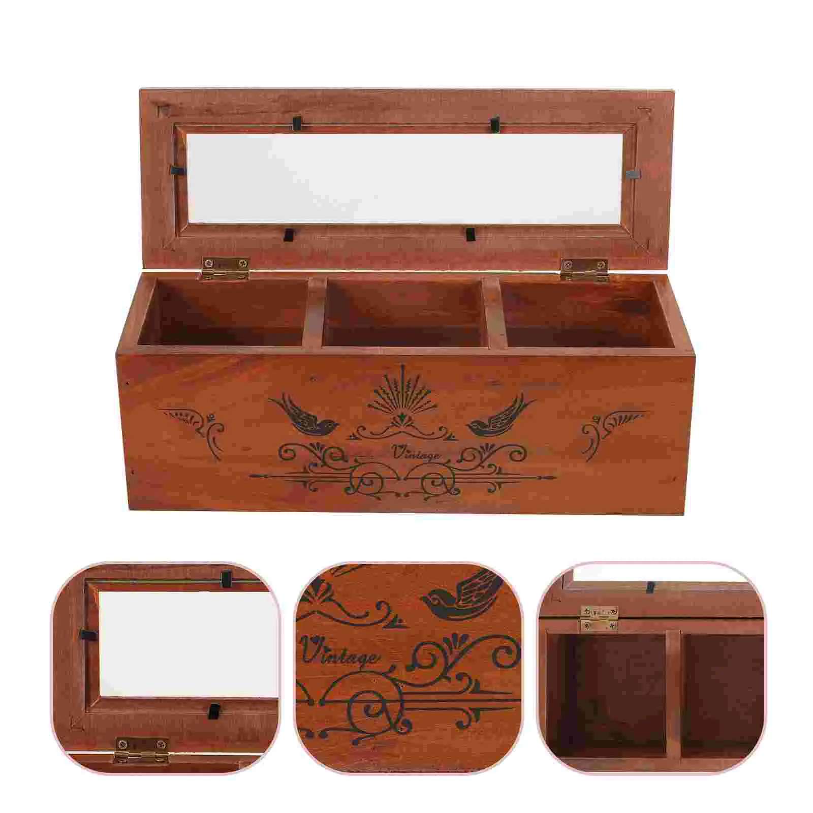 Wooden Jewelry Box Holder Storage Vintage Boxes for Women with Lid Desk Dust-proof 3 Compartments
Wooden Jewelry Box Holder Storage Vintage Boxes for Women with Lid Desk Dust-proof 3 Compartments