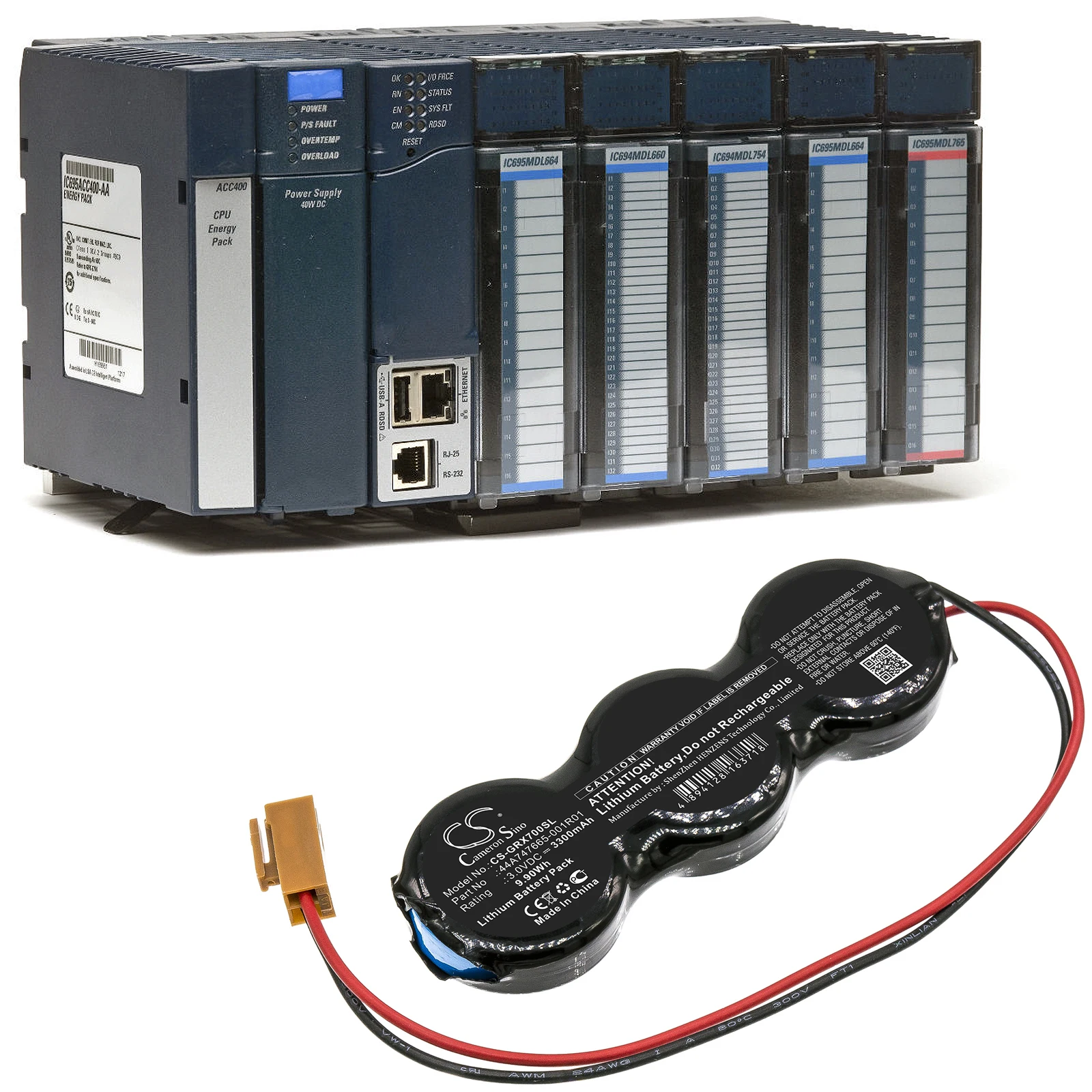 3.0V 3300mAh PLC Battery CR2477N-3RX 44A747665-001R01 for GE Fanuc RX7i, RX3i, IC698ACC701, IC698ACC701A, IC698ACC701B
3.0V 3300mAh PLC Battery CR2477N-3RX 44A747665-001R01 for GE Fanuc RX7i, RX3i, IC698ACC701, IC698ACC701A, IC698ACC701B