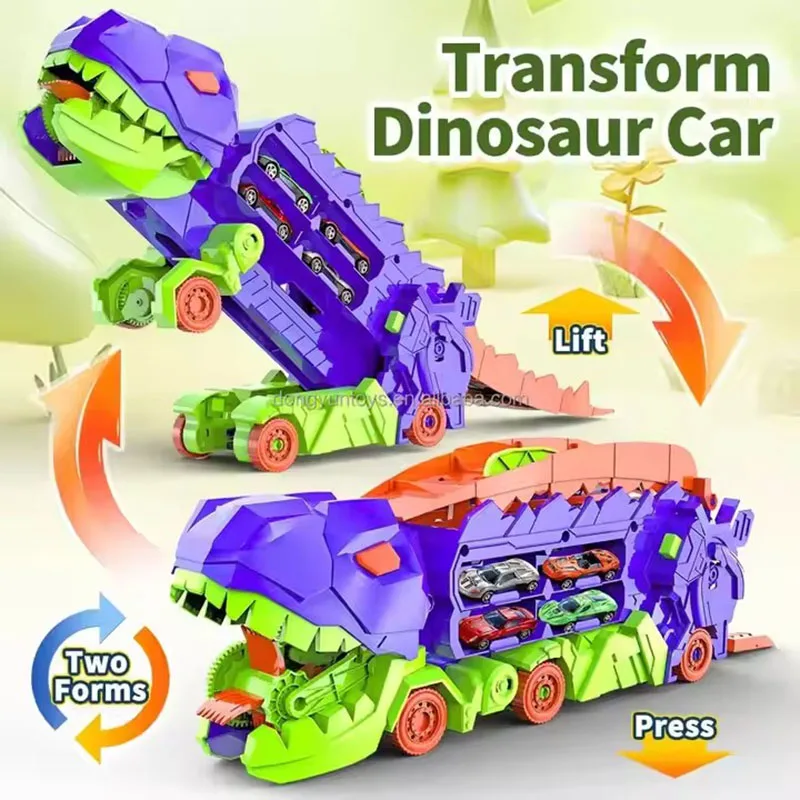 Dinosaur Transport Truck with 8 Cars City Dinosaur Ultimate Hauler Track Toy Transforms into Stomping Standing Dinosaur
Dinosaur Transport Truck with 8 Cars City Dinosaur Ultimate Hauler Track Toy Transforms into Stomping Standing Dinosaur