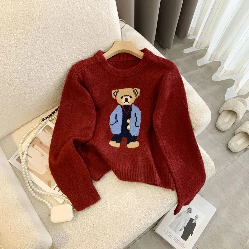 Women Autumn Winter Cashmere Sweater Korean Cartoon Bear Casual Cute Loose Knit Pullover Female Design Sense Niche Jumpers
Women Autumn Winter Cashmere Sweater Korean Cartoon Bear Casual Cute Loose Knit Pullover Female Design Sense Niche Jumpers