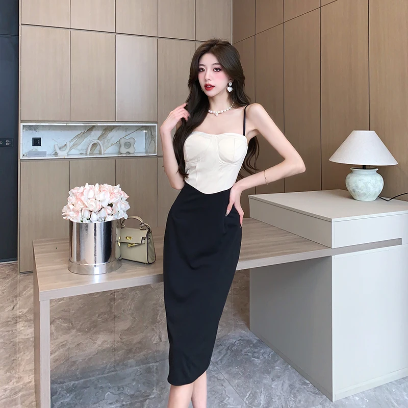 Vintage Fashion Colour Blocking Midi Dresses for Women 2023 Summer New Sexy Slim Elegant Party Female Clothes Korean Black Dress
Vintage Fashion Colour Blocking Midi Dresses for Women 2023 Summer New Sexy Slim Elegant Party Female Clothes Korean Black Dress