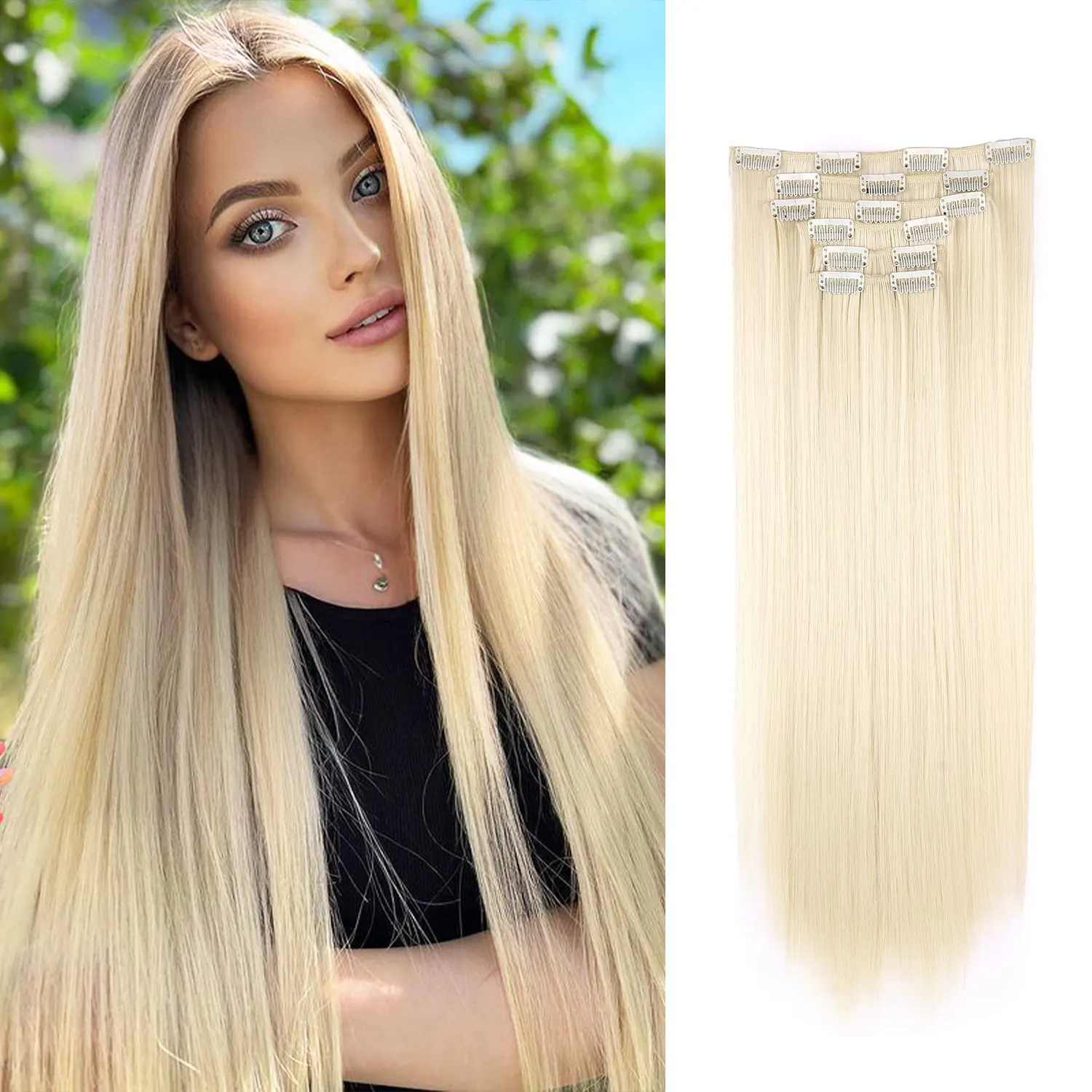 6pcs/set Synthetic clip in hair extensions 22inch thick hair pure color straight hairpieces for women girls daily party holiday
6pcs/set Synthetic clip in hair extensions 22inch thick hair pure color straight hairpieces for women girls daily party holiday