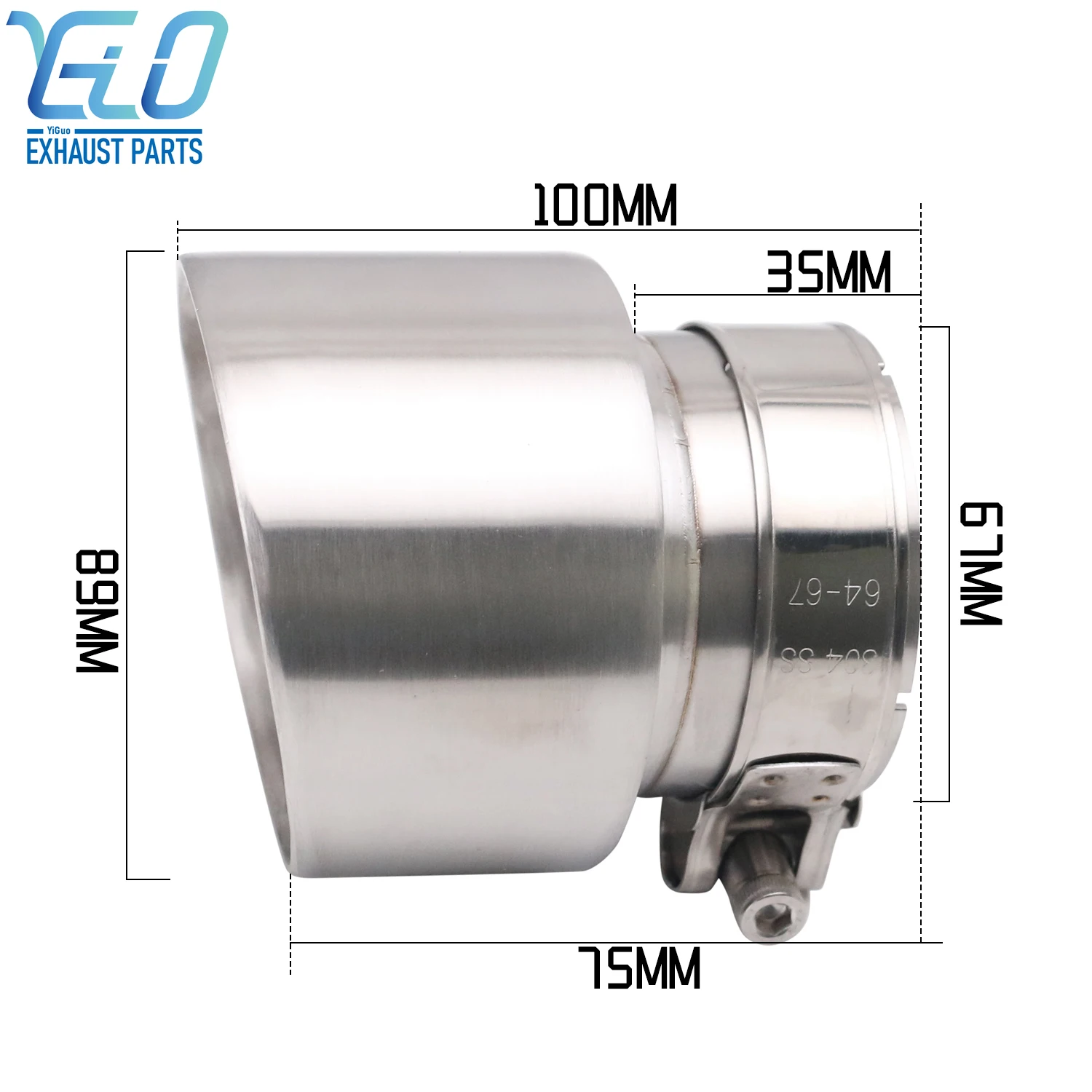 Stainless steel SS304 Exhaust Pipe Nozzle 67mm inlet 89mm outlet Car Muffler System end pipe hole style
Stainless steel SS304 Exhaust Pipe Nozzle 67mm inlet 89mm outlet Car Muffler System end pipe hole style