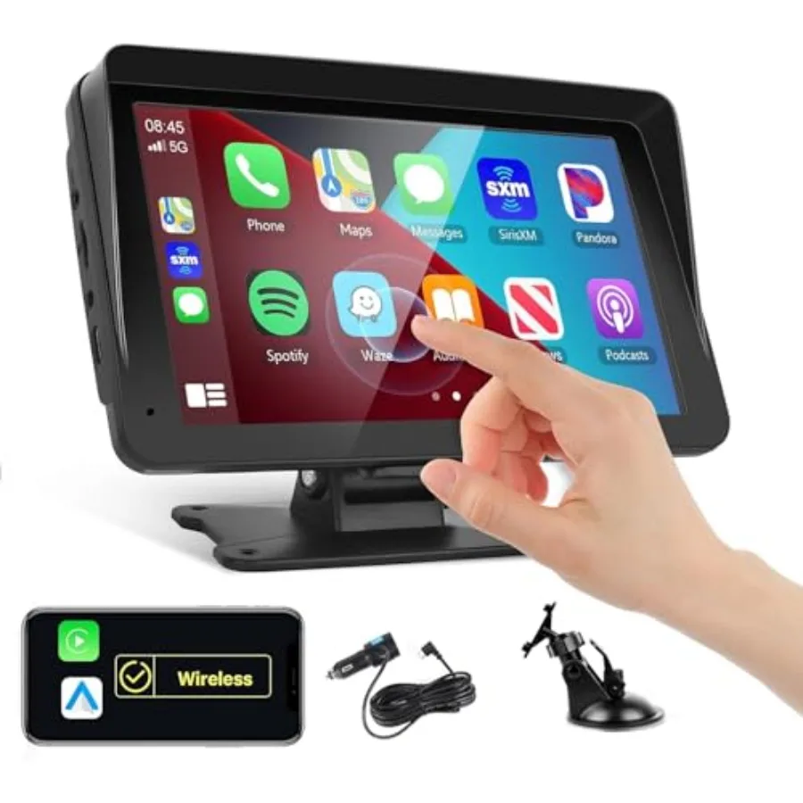 Portable Car Stereo Wireless Carplay Android Auto, 7 Inch Touch Screen Car Radio with Bluetooth Hands-Free/Mirror Link/Maps Nav
Portable Car Stereo Wireless Carplay Android Auto, 7 Inch Touch Screen Car Radio with Bluetooth Hands-Free/Mirror Link/Maps Nav