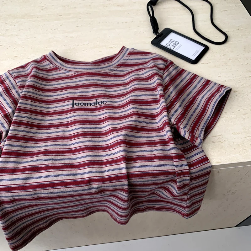 Children Clothes Boys Short-sleeved T-shirt Striped Summer Girls Top 2026 New Striped Fashionable Loose Simple T Shirt Top
Children Clothes Boys Short-sleeved T-shirt Striped Summer Girls Top 2026 New Striped Fashionable Loose Simple T Shirt Top