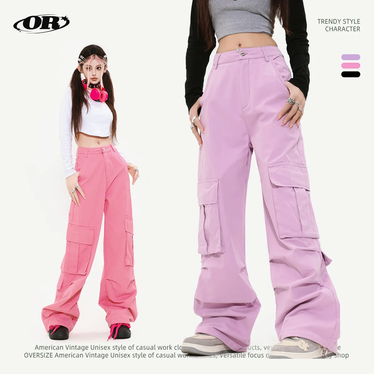 OR FL Autumn Solid Color American Style 100 Cotton Women Cargo Trousers Women's Pink Baggy High Street Y2k Dance Pants Slacks
OR FL Autumn Solid Color American Style 100 Cotton Women Cargo Trousers Women's Pink Baggy High Street Y2k Dance Pants Slacks