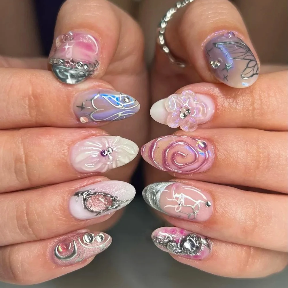 10Pcs Handmade Artificial Full Cover Press On Nails Girls Cute Style Almond Pattern ABS Material Nail Art Salon with Set
10Pcs Handmade Artificial Full Cover Press On Nails Girls Cute Style Almond Pattern ABS Material Nail Art Salon with Set