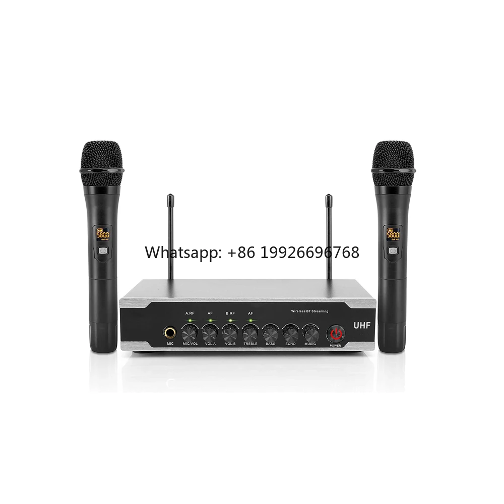 Portable Uhf Wireless Microphone System Dual BT Cordless Microphone Set for PA Karaoke DJ Party 
Portable Uhf Wireless Microphone System Dual BT Cordless Microphone Set for PA Karaoke DJ Party