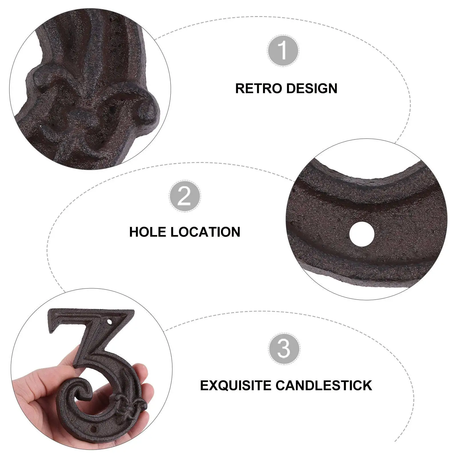 Набор из 3 металлических номеров для двери в винтажном стиле, чугунные номера для дома, комнаты, ворот, декоративные, для использования на улице и в помещении
Набор из 3 металлических номеров для двери в винтажном стиле, чугунные номера для дома, комнаты, ворот, декоративные, для использования на улице и в помещении