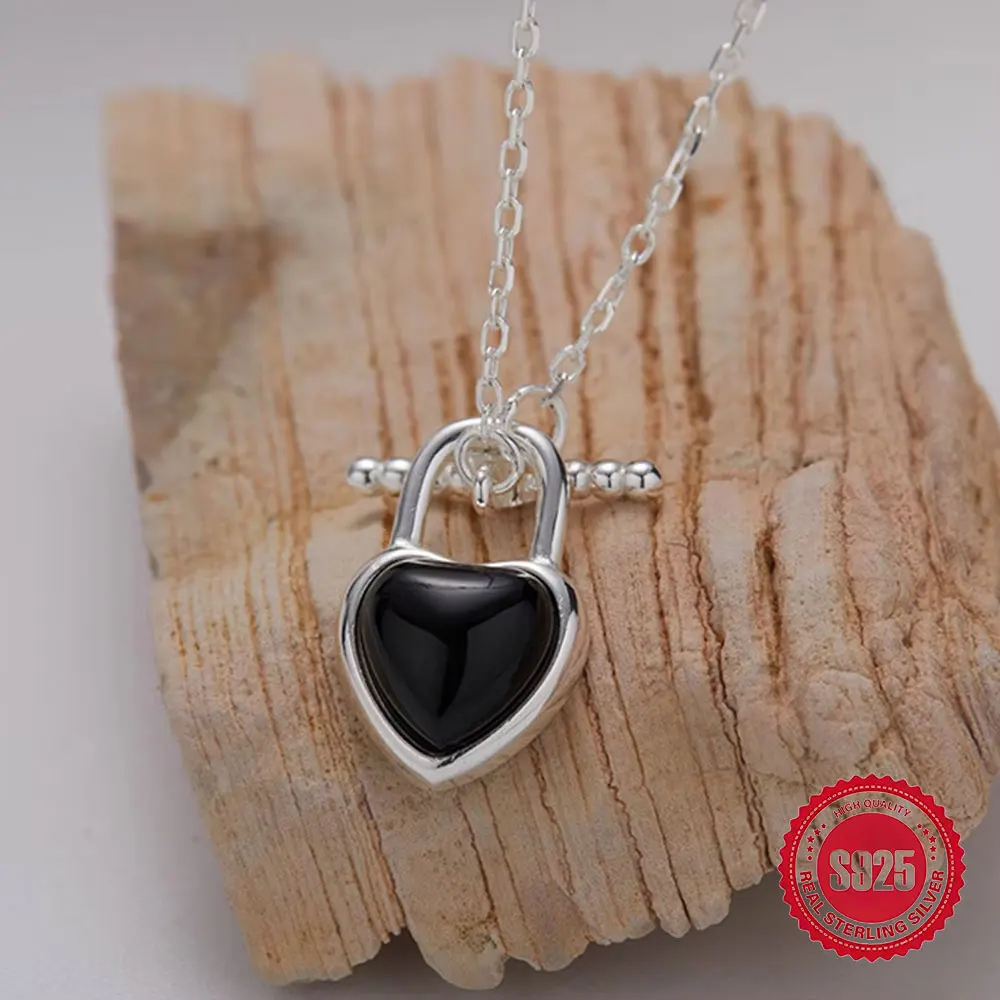S925 Sterling Silver Necklace Women's Natural Black Agate Heart Collarbone Chain Cute Sweet Daily Matching Holiday Gift
S925 Sterling Silver Necklace Women's Natural Black Agate Heart Collarbone Chain Cute Sweet Daily Matching Holiday Gift
