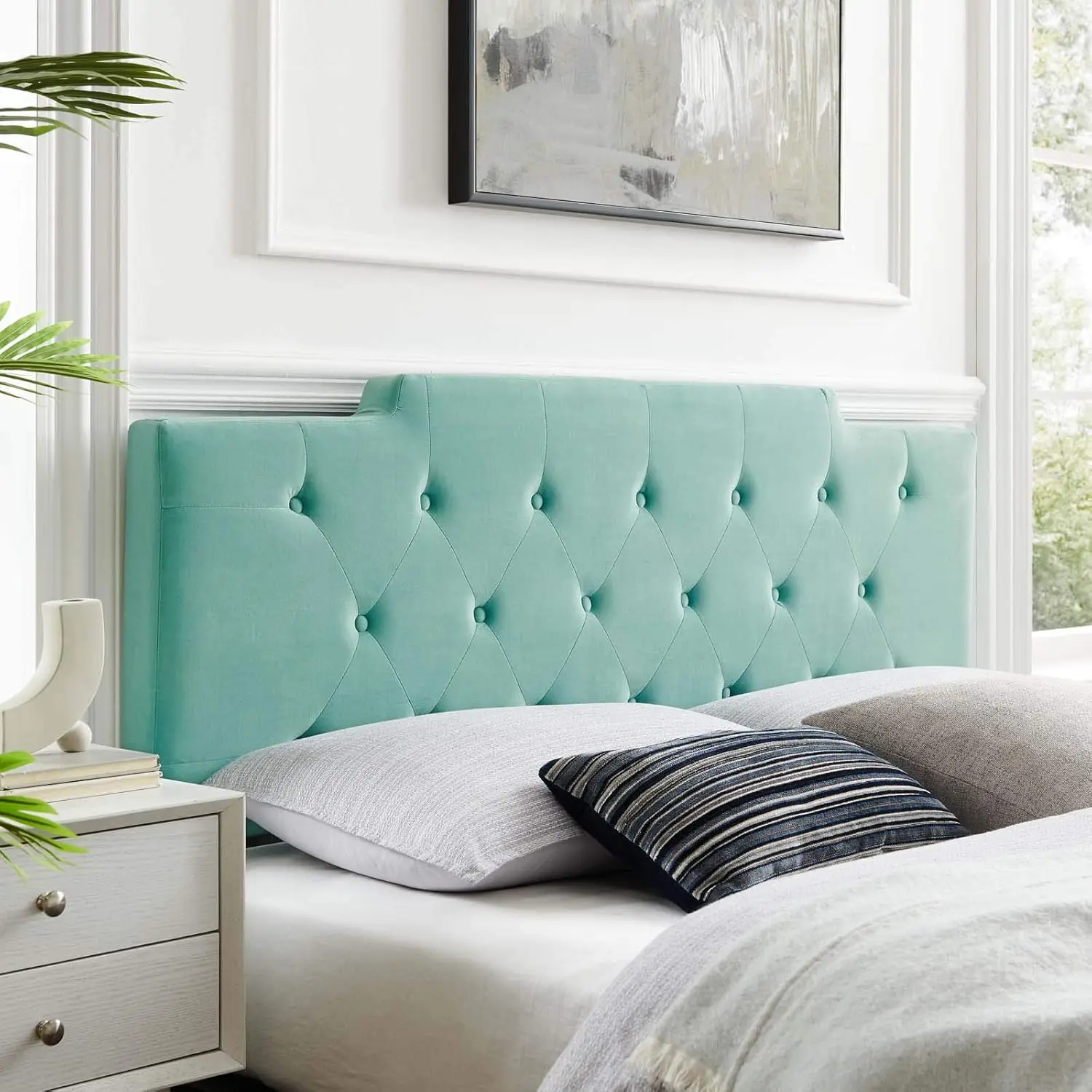 Juliet Tufted Performance Velvet California King Headboard in Mint, Customized
Juliet Tufted Performance Velvet California King Headboard in Mint, Customized