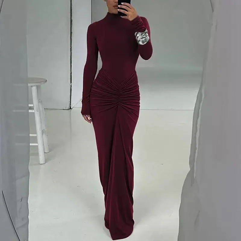 Women's Classic Long Dress Autumn New Solid Color Long Sleeve High Neck Body Shaping Simple Pleated Round Neck Stretch Dresses
Women's Classic Long Dress Autumn New Solid Color Long Sleeve High Neck Body Shaping Simple Pleated Round Neck Stretch Dresses