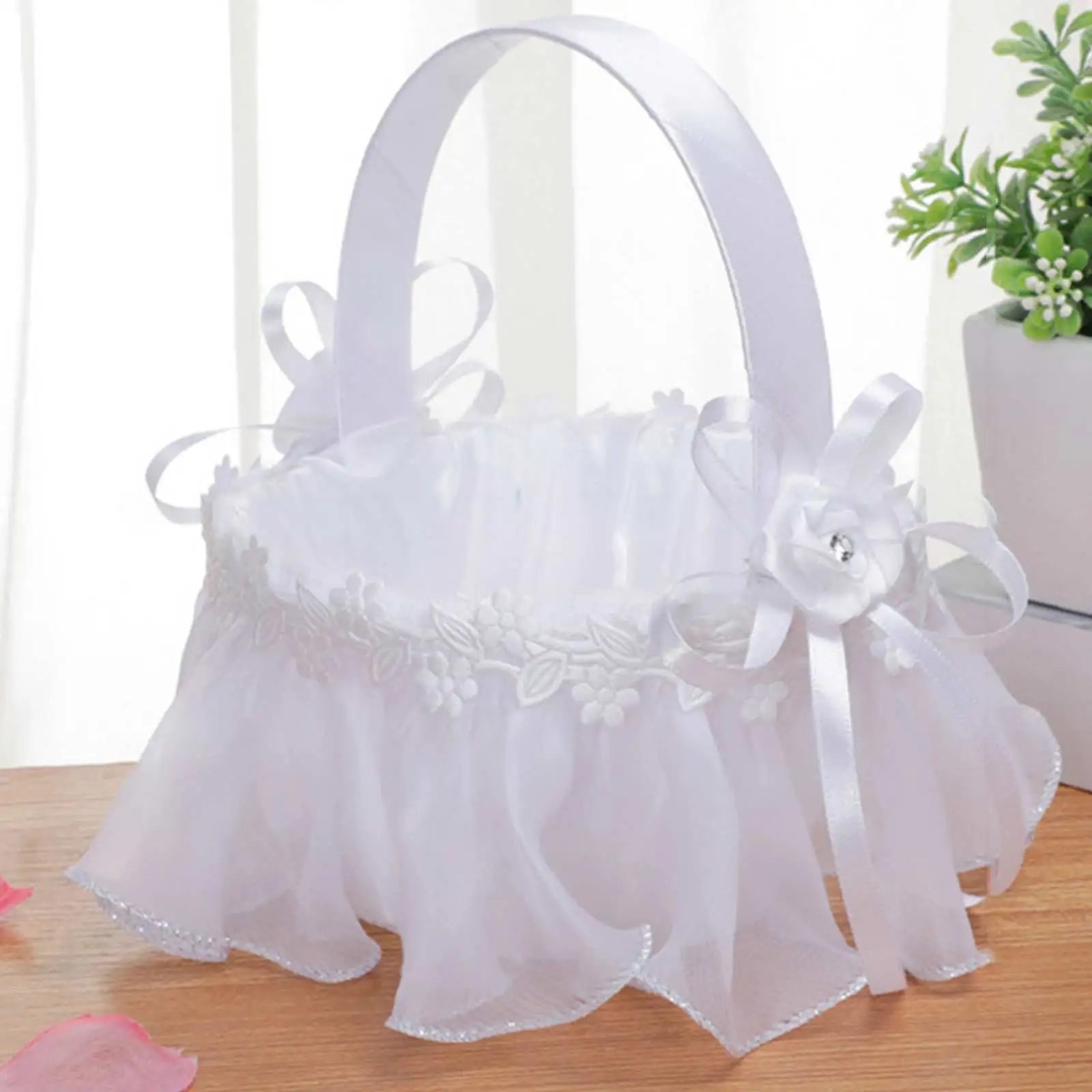 White Flower Basket Plastic Silk Cloth Storage Container Portable Wedding Tote With Handle Home Weddings Party Decoration
White Flower Basket Plastic Silk Cloth Storage Container Portable Wedding Tote With Handle Home Weddings Party Decoration
