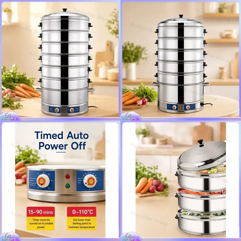Large Capacity Electric Steamer for Food Cooking Steaming Rice Vegetables Dumplings Buns Fish Chicken Multi-Functional Steam
Large Capacity Electric Steamer for Food Cooking Steaming Rice Vegetables Dumplings Buns Fish Chicken Multi-Functional Steam