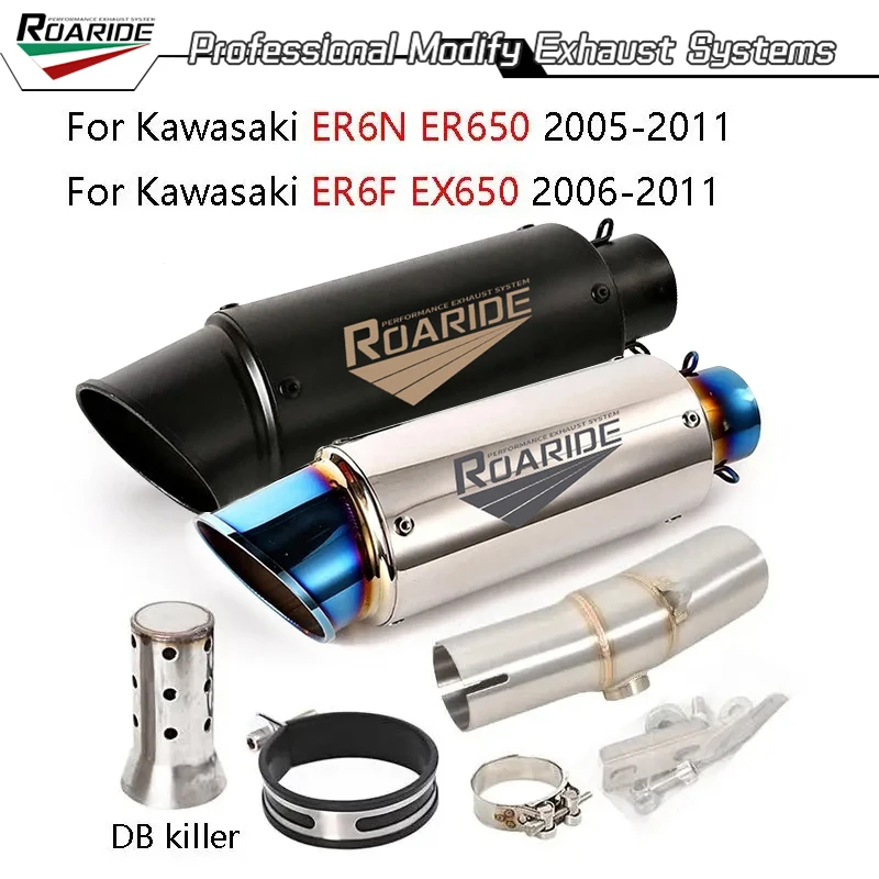 For Kawasaki ER6N ER650 2005-2011 ER6F EX650 2006-2011 Exhaust Mid Link Pipe Stainless Steel Slip On With 51mm DB Killer Muffler
For Kawasaki ER6N ER650 2005-2011 ER6F EX650 2006-2011 Exhaust Mid Link Pipe Stainless Steel Slip On With 51mm DB Killer Muffler