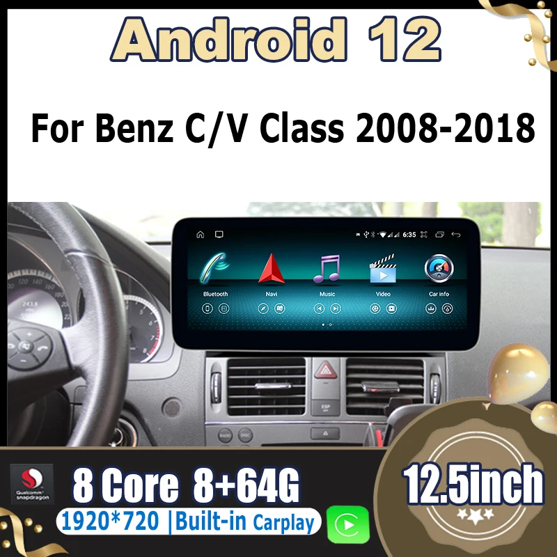 Android 12 8+64G Qualcomm Car Multimedia Player GPS For Mercedes Benz C-class W204 W205 V W638 2008-2021 Androidauto Carplay
Android 12 8+64G Qualcomm Car Multimedia Player GPS For Mercedes Benz C-class W204 W205 V W638 2008-2021 Androidauto Carplay