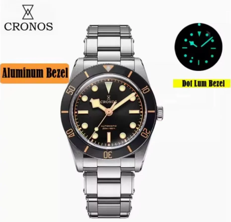 CRONOS Men Automatic Watch 37mm Mechanical Wristwatch BGW-9 Luminous 200m Waterproof Sapphire Aluminium Bezel PT5000 SW200
CRONOS Men Automatic Watch 37mm Mechanical Wristwatch BGW-9 Luminous 200m Waterproof Sapphire Aluminium Bezel PT5000 SW200