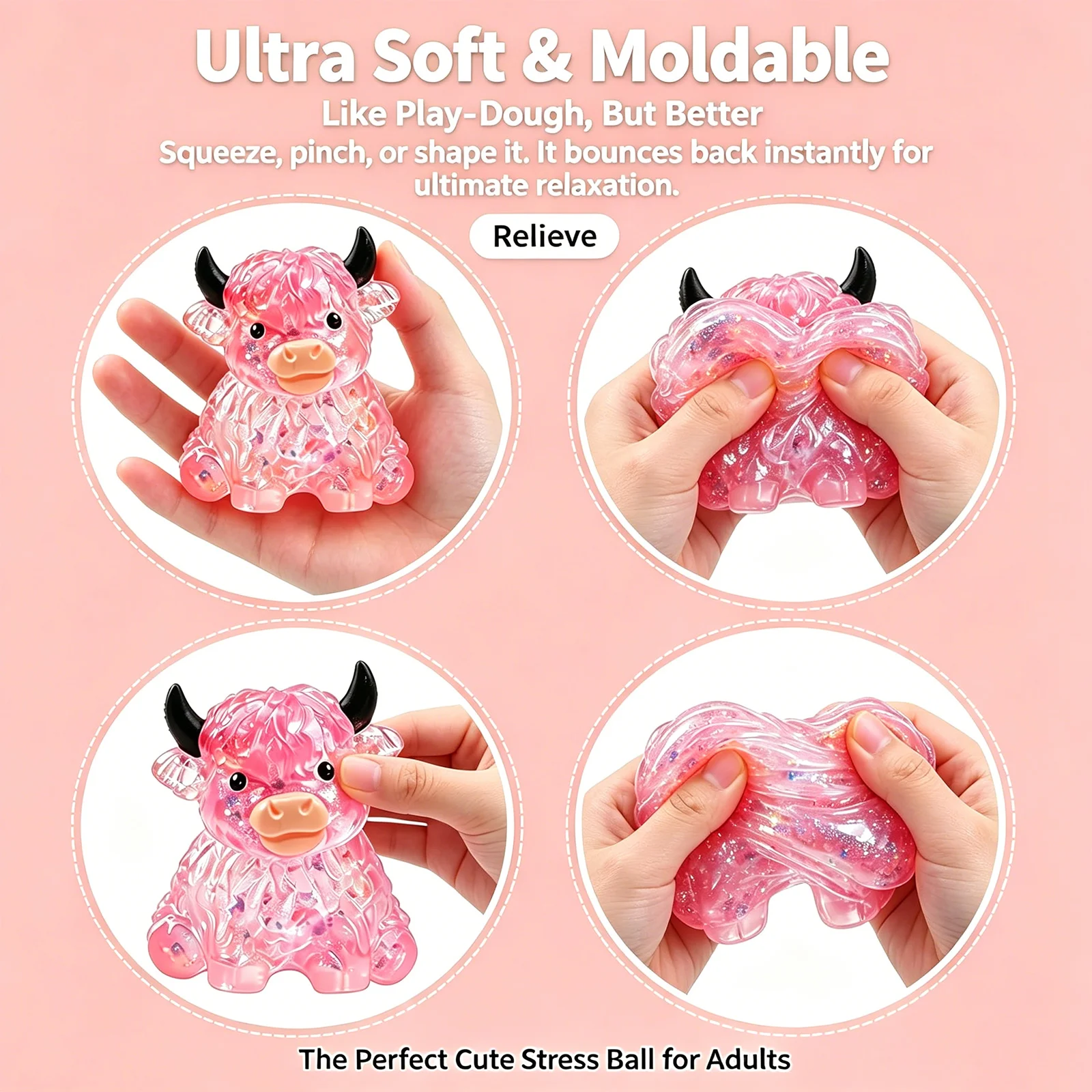 Cute Cow Squeeze Toy Pressure-relief Squishy Fidget Toy for Work Study Travel Daily Life Home
Cute Cow Squeeze Toy Pressure-relief Squishy Fidget Toy for Work Study Travel Daily Life Home