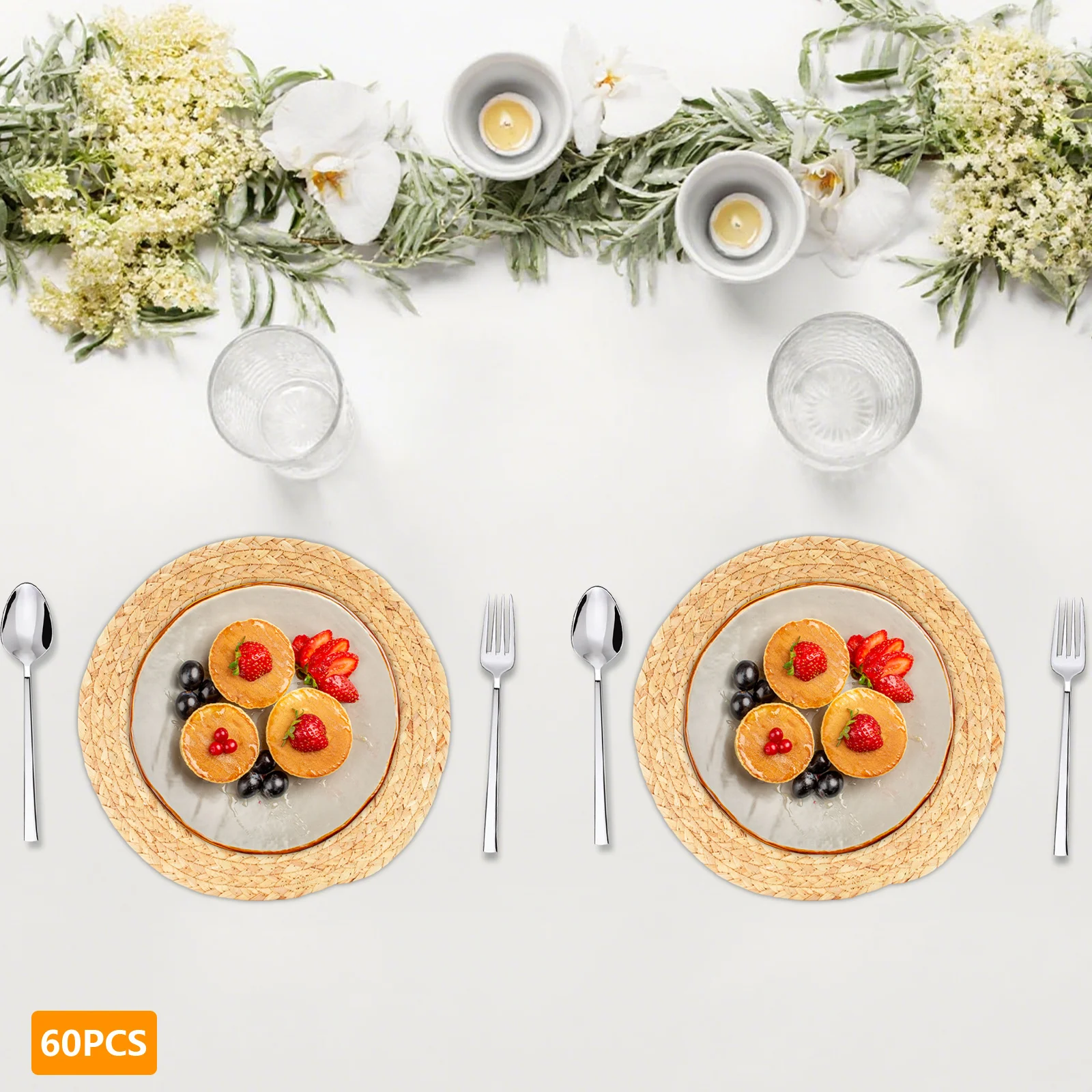 60PCS 11.81inch Portable Placemats Rustic Round Water Hyacinth Placemats for Families Hotels Restaurants Parties
60PCS 11.81inch Portable Placemats Rustic Round Water Hyacinth Placemats for Families Hotels Restaurants Parties