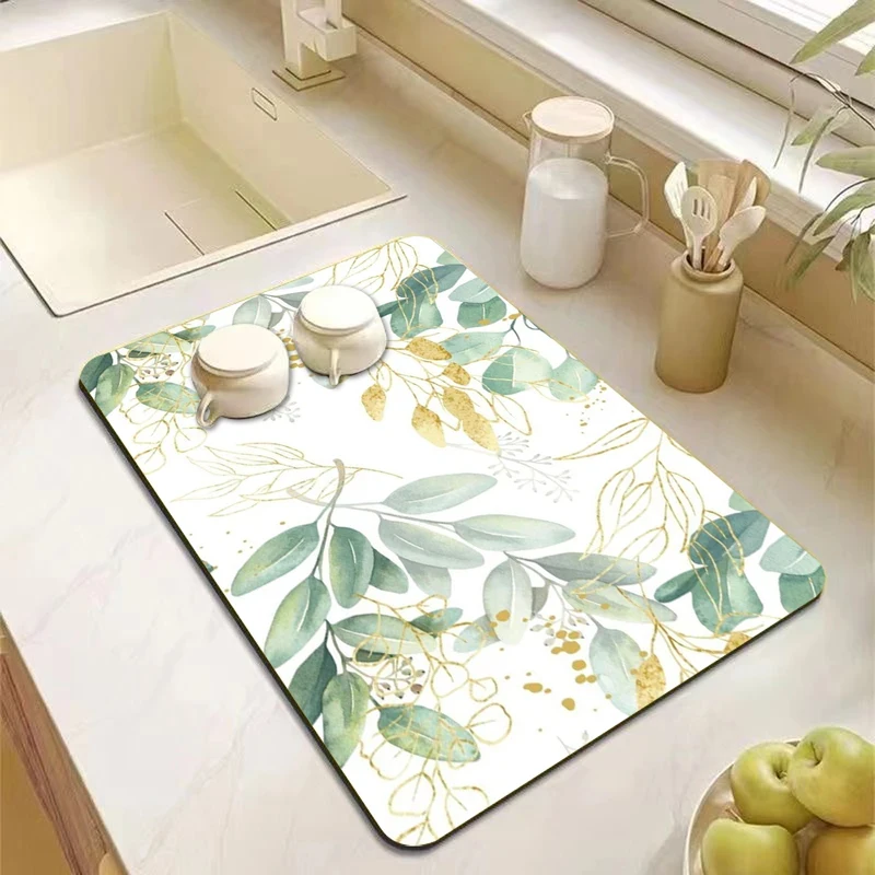 Eucalyptus Leaves Dish Drying Mat Non Slip Heat Resistant Pad for Kitchen Countertop Coffee Bar Machine Accessories
Eucalyptus Leaves Dish Drying Mat Non Slip Heat Resistant Pad for Kitchen Countertop Coffee Bar Machine Accessories