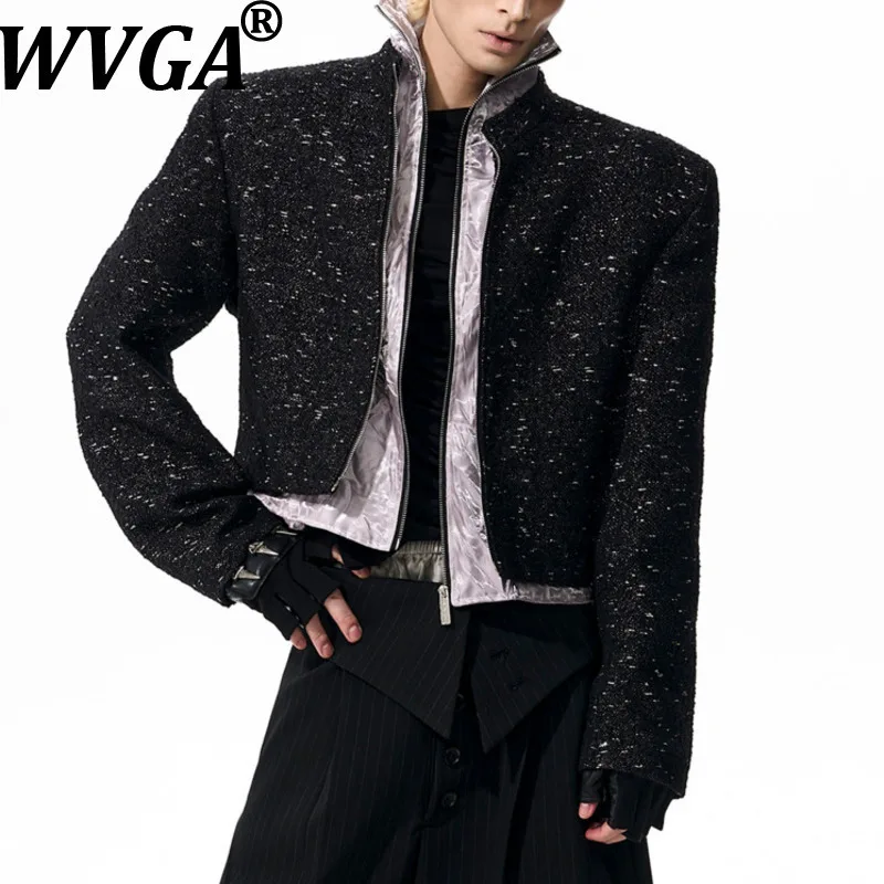 WVGA Весенне-Осенняя новая мужская короткая куртка из двух предметов с подкладкой на плечах, шикарное повседневное пальто Ins W12564 
WVGA Весенне-Осенняя новая мужская короткая куртка из двух предметов с подкладкой на плечах, шикарное повседневное пальто Ins W12564