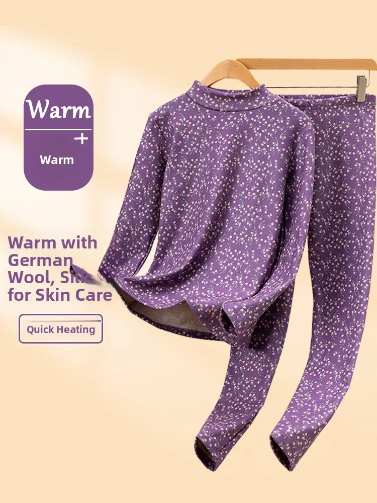 Warmth Silk Set Fleece Lined Heating Autumn Clothes Mommy Outfit Half High Collar Floral Print Base Layer Two Piece Set
Warmth Silk Set Fleece Lined Heating Autumn Clothes Mommy Outfit Half High Collar Floral Print Base Layer Two Piece Set