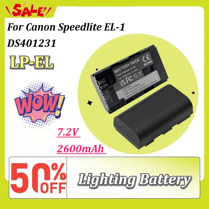 New 7.2V 2600mAh Li-ion Strobe Flash Replacement Battery LP-EL for Canon Speedlite EL-1 DS401231 Rechargeable Battery
New 7.2V 2600mAh Li-ion Strobe Flash Replacement Battery LP-EL for Canon Speedlite EL-1 DS401231 Rechargeable Battery