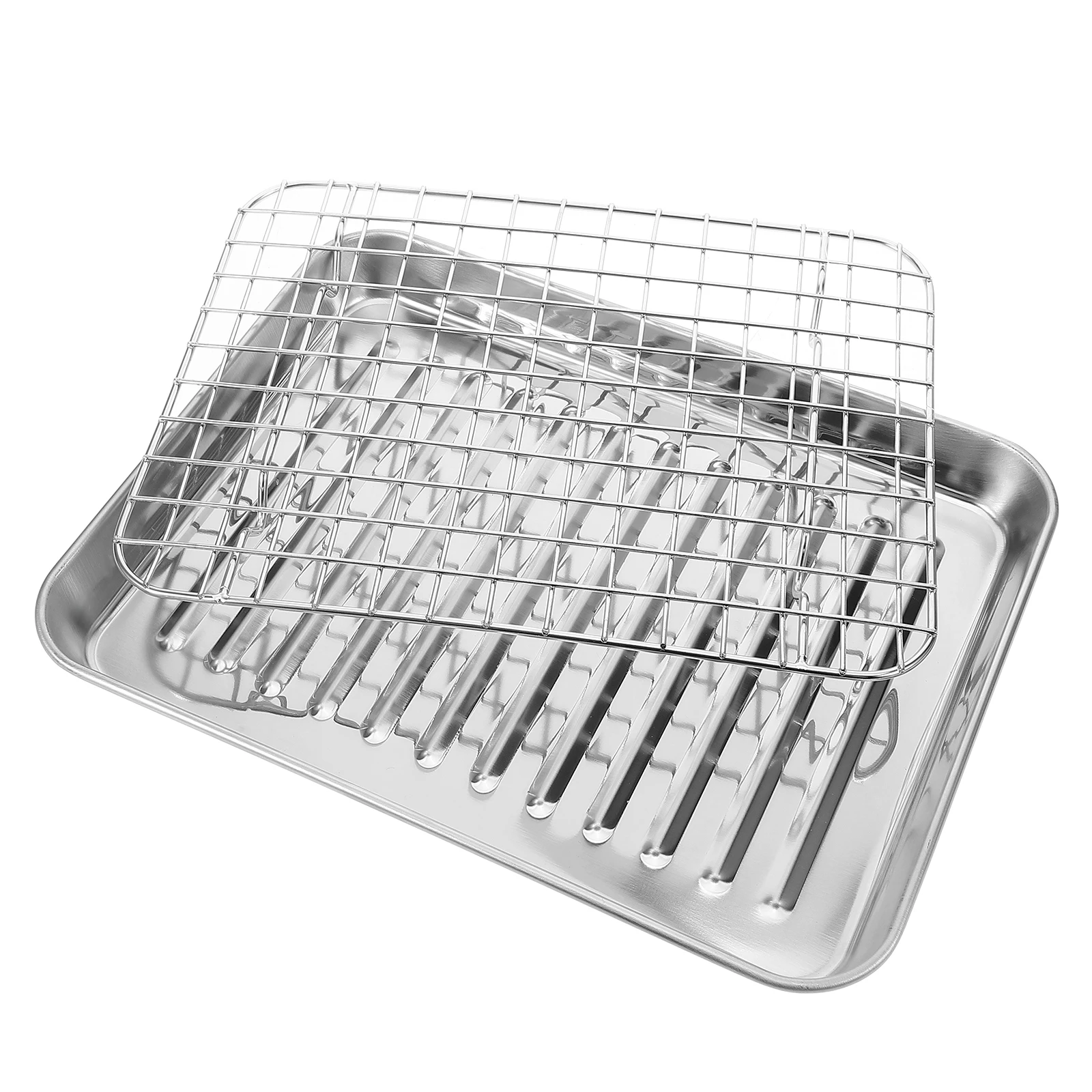 Stainless Steel Baking Pan with Wire Rack Roasting Tray Oil Draining Plate for Fried Food Serving Household BBQ Dessert Snacks
Stainless Steel Baking Pan with Wire Rack Roasting Tray Oil Draining Plate for Fried Food Serving Household BBQ Dessert Snacks