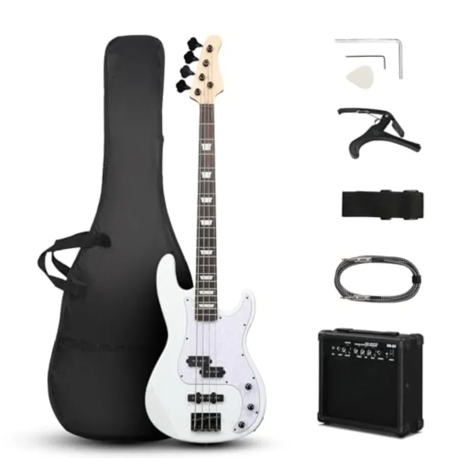 4 String Electric Bass Guitar for beginners and adults, PB-Style full size right-handed kit with 20W AMP, gig bag, strap, upgra
4 String Electric Bass Guitar for beginners and adults, PB-Style full size right-handed kit with 20W AMP, gig bag, strap, upgra