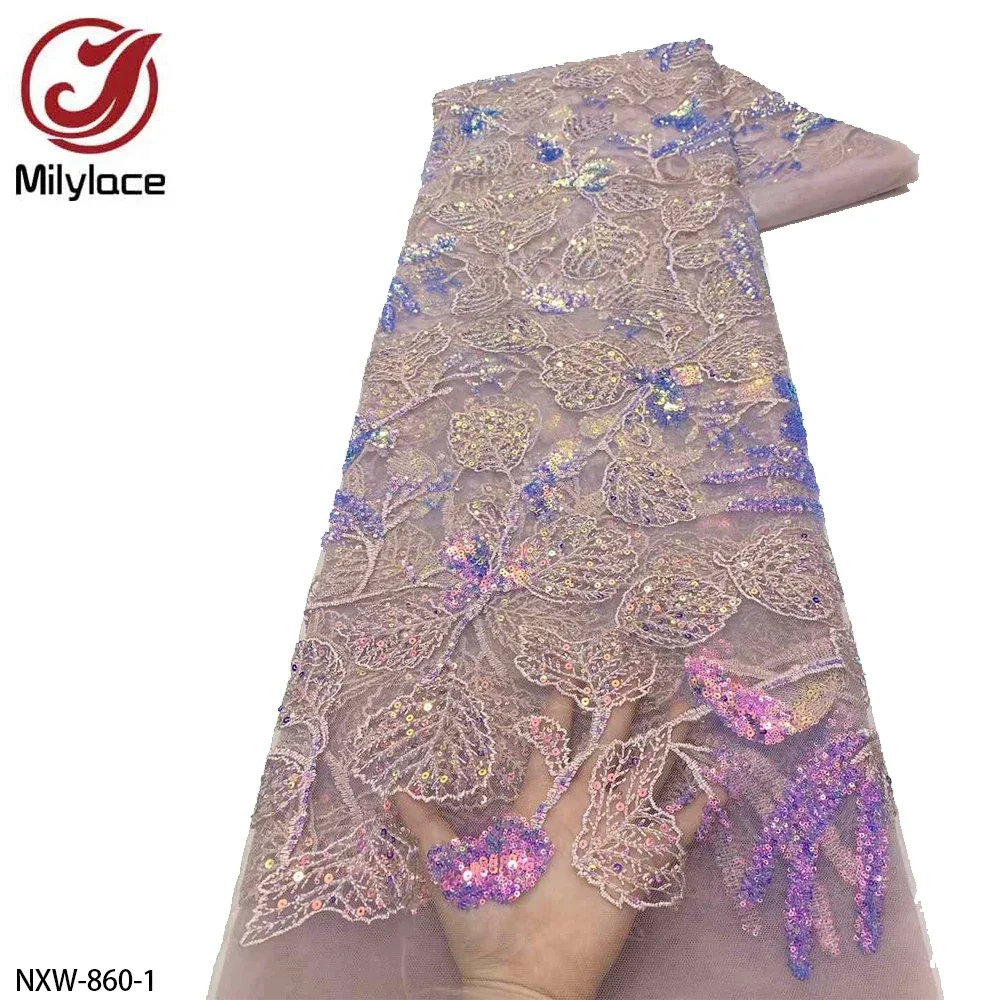 Latest African Mesh Lace Fabric 5Yards French Tulle Sequins Lace Fabric for Elegant Wedding Party Dresses Sew NXW-860
Latest African Mesh Lace Fabric 5Yards French Tulle Sequins Lace Fabric for Elegant Wedding Party Dresses Sew NXW-860