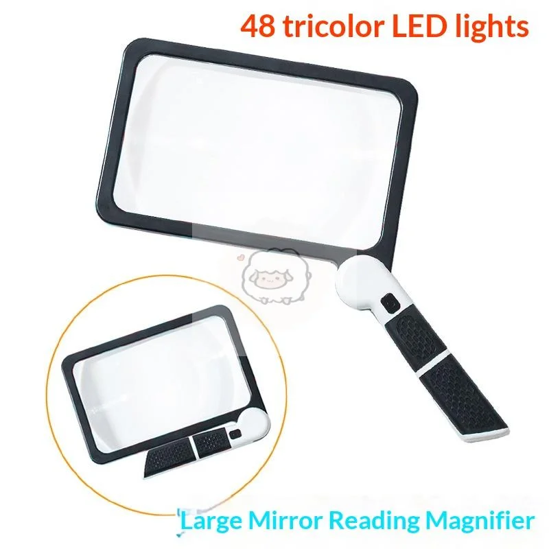 5X Handheld Reading Magnifying Glass Full Page Large Illuminated Magnifier With 48 LED Lights Square Loupe Lens For Seniors Gift
5X Handheld Reading Magnifying Glass Full Page Large Illuminated Magnifier With 48 LED Lights Square Loupe Lens For Seniors Gift