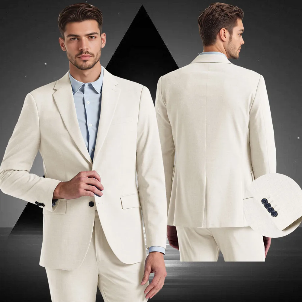 Льняной костюм по индивидуальному заказу, мужской костюм-двойка, пиджак, брюки, деловой повседневный пиджак, мужской топ, мужская одежда 
Льняной костюм по индивидуальному заказу, мужской костюм-двойка, пиджак, брюки, деловой повседневный пиджак, мужской топ, мужская одежда