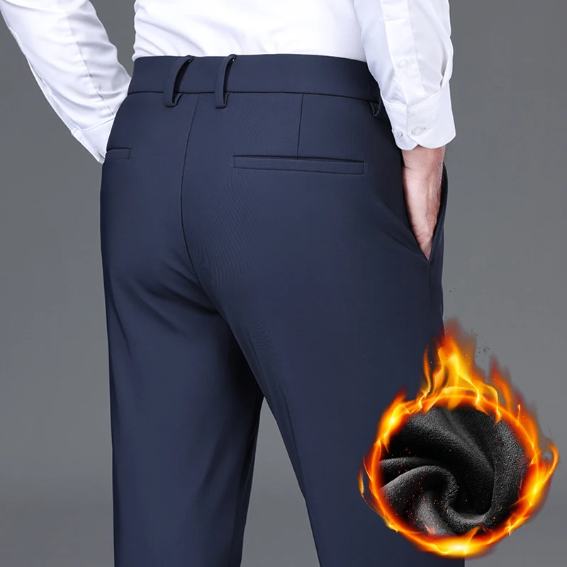 Новые зимние мужские флисовые брюки, модные бархатные однотонные классические деловые повседневные толстые теплые плюшевые уютные брюки, брендовая одежда 
Новые зимние мужские флисовые брюки, модные бархатные однотонные классические деловые повседневные толстые теплые плюшевые уютные брюки, брендовая одежда