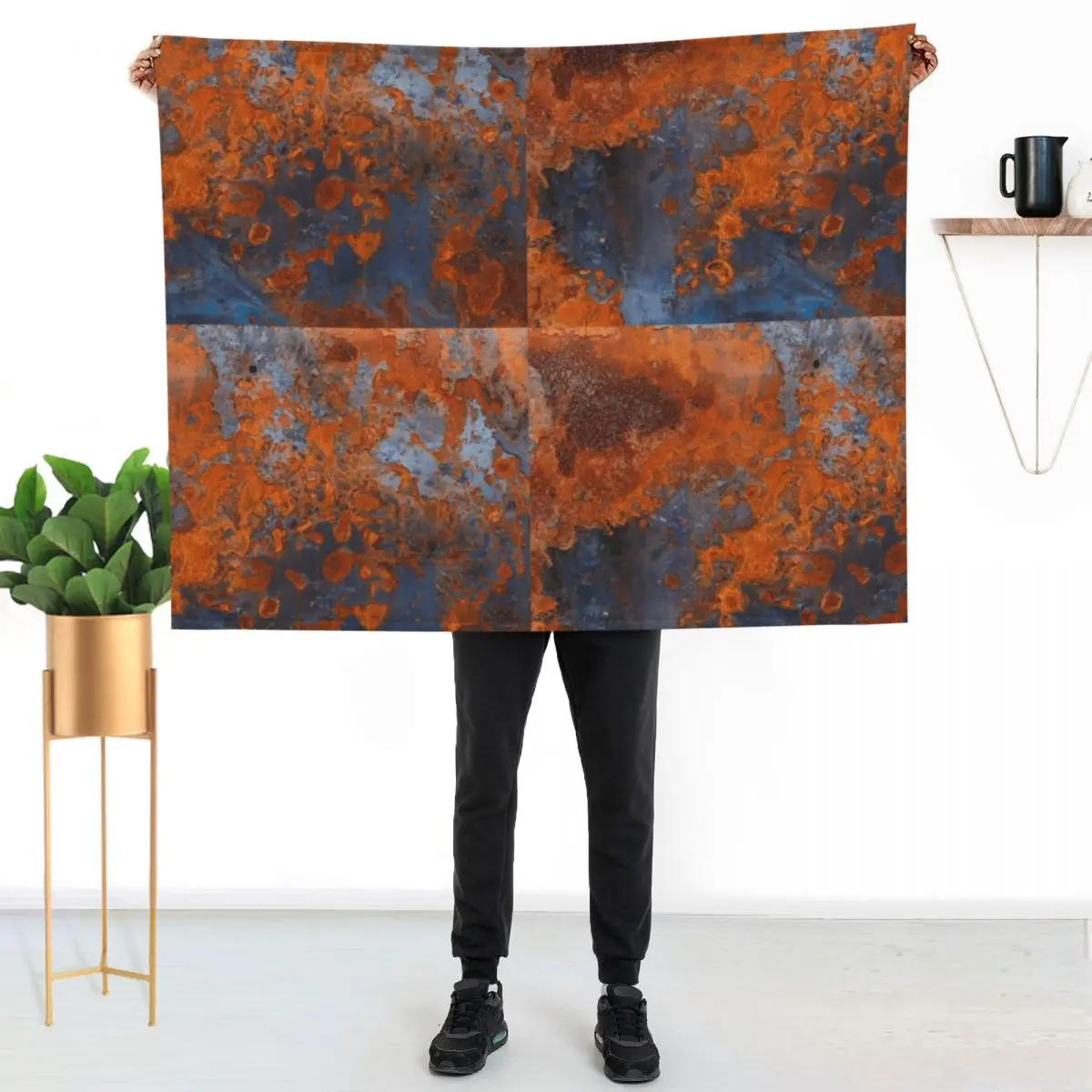 Rust Pattern Throw Blanket Reusable Durable Soft Blanket for All Seasons