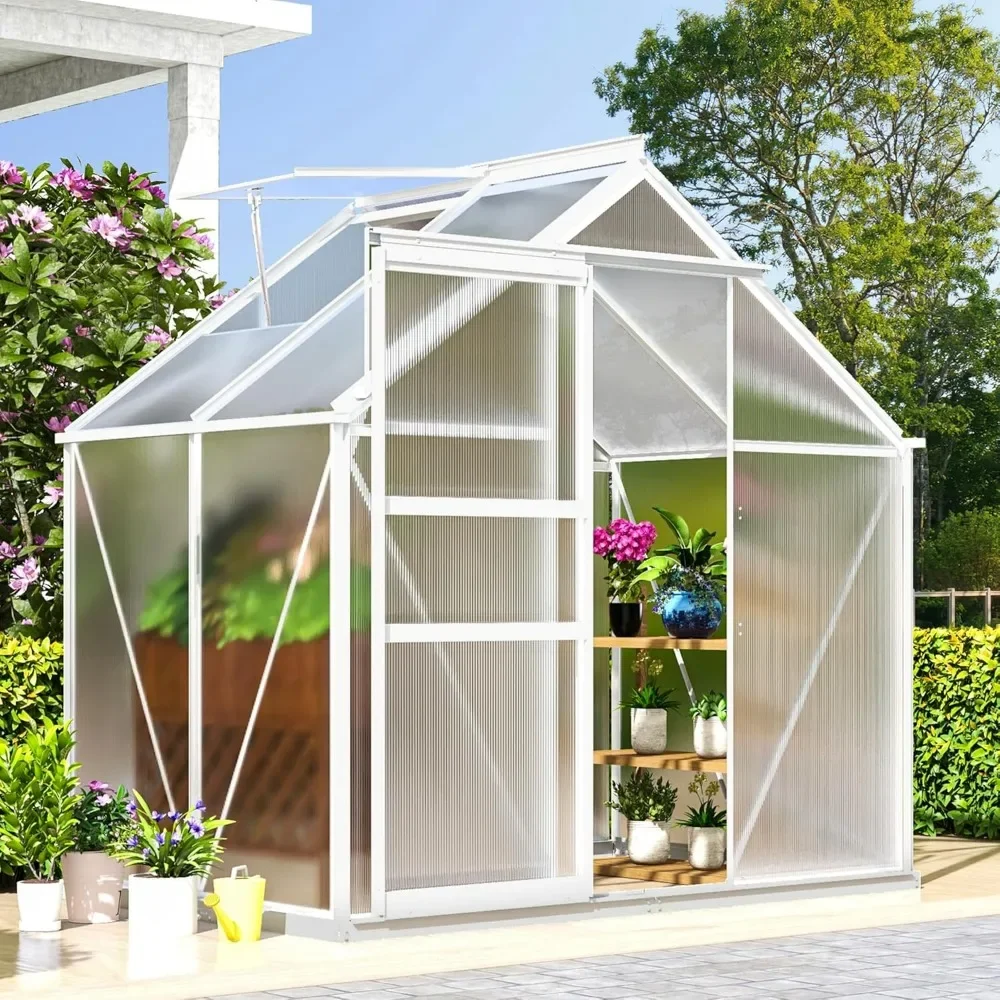 6x4FT Polycarbonate Greenhouse Heavy Duty Green Houses Outdoor Aluminum Greenhouses with Sliding Doors Vent Window Premium
6x4FT Polycarbonate Greenhouse Heavy Duty Green Houses Outdoor Aluminum Greenhouses with Sliding Doors Vent Window Premium