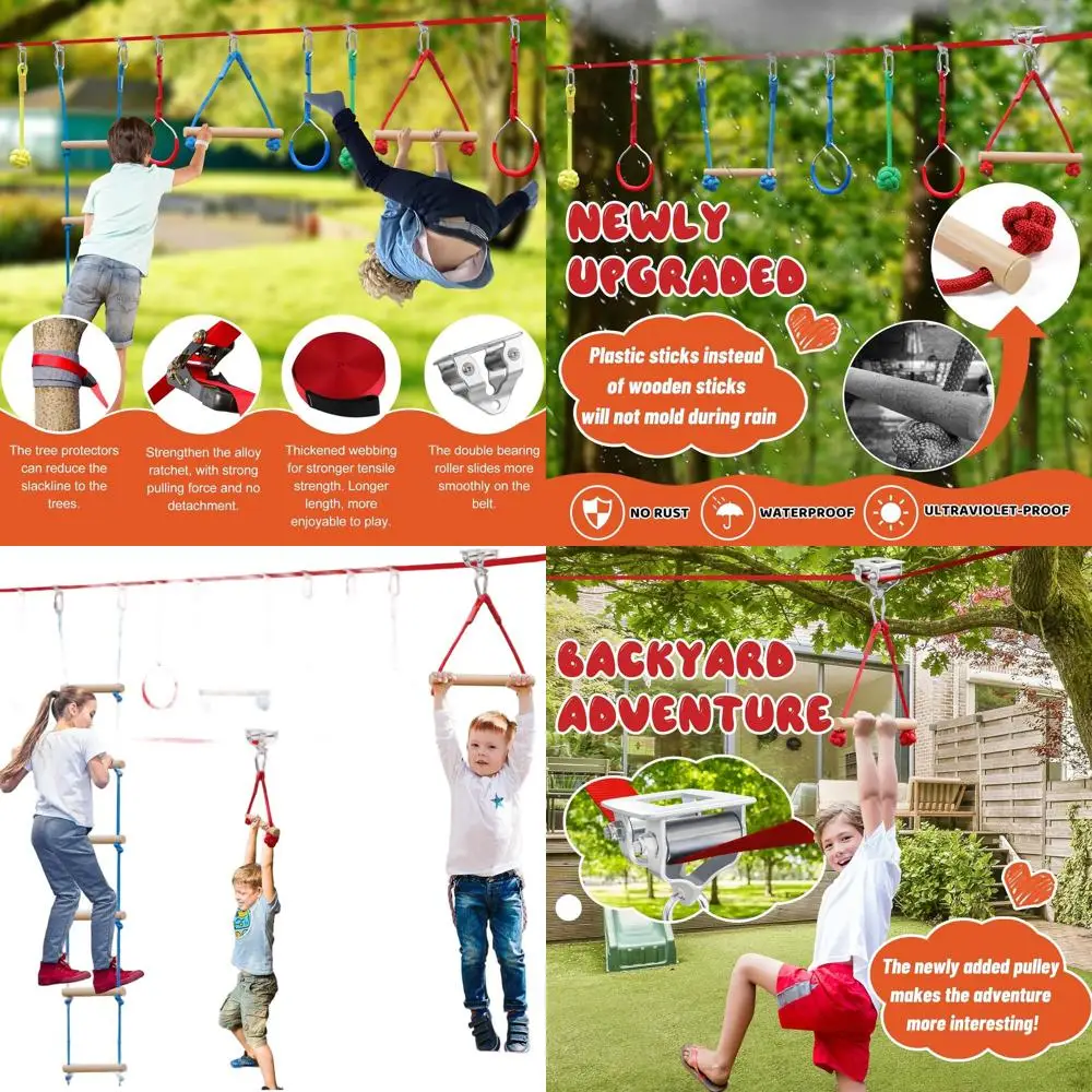 Ninja Warrior Obstacle Course for Kids,60ft Ninja Slackline-with 8 Pcs Accessories,Tree Protector & Carry Bag Ninja Course for K
Ninja Warrior Obstacle Course for Kids,60ft Ninja Slackline-with 8 Pcs Accessories,Tree Protector & Carry Bag Ninja Course for K