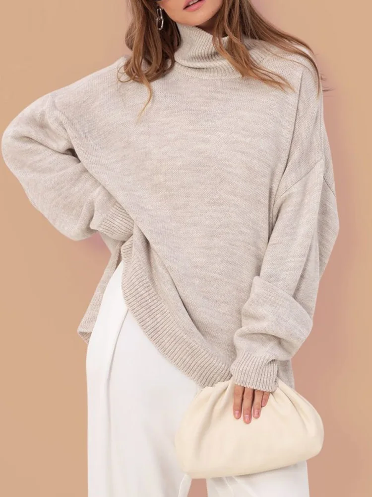 Knitted Sweaters for Women Fashion Vintage Casual Jumpers Solid Loose Long Sleeve Turtleneck 2024 New Autumn Winter Pullovers
Knitted Sweaters for Women Fashion Vintage Casual Jumpers Solid Loose Long Sleeve Turtleneck 2024 New Autumn Winter Pullovers
