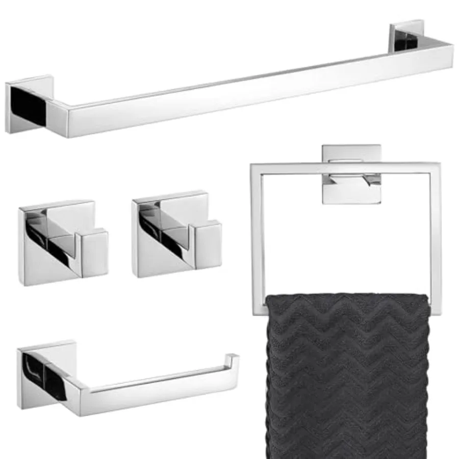 5-Piece Bathroom Hardware Set Polished Chrome Towel Bar Sets Towel Ring Toilet Paper Holder and 2 Towel Hooks Stainless Steel W
5-Piece Bathroom Hardware Set Polished Chrome Towel Bar Sets Towel Ring Toilet Paper Holder and 2 Towel Hooks Stainless Steel W