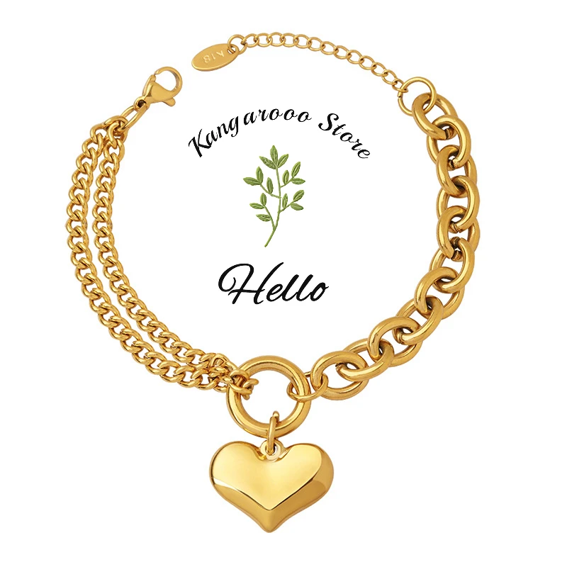 European American Style Cuban Chain Splicing Double-layer Bracelet Heart-shaped Pendant Couple Birthday Gift Jewelry Accessories
European American Style Cuban Chain Splicing Double-layer Bracelet Heart-shaped Pendant Couple Birthday Gift Jewelry Accessories