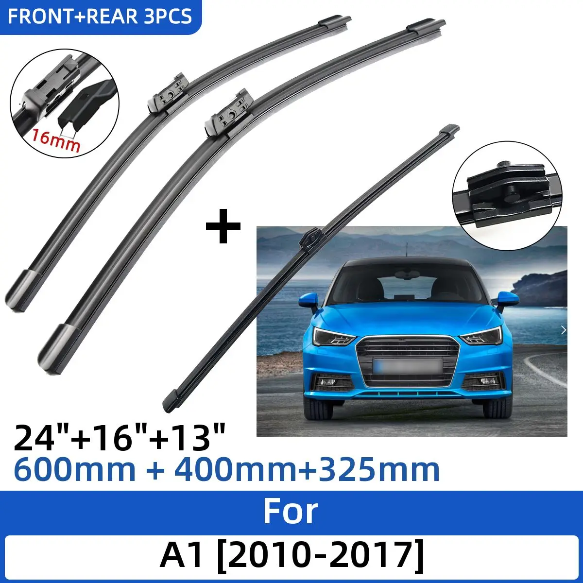 For Audi A1 2010-2017 24"+16"+13" Front Rear Wiper Blades Brushes Cutter Accessories 2010 2011 2012 2013 2014 2015 2016 2017
For Audi A1 2010-2017 24"+16"+13" Front Rear Wiper Blades Brushes Cutter Accessories 2010 2011 2012 2013 2014 2015 2016 2017