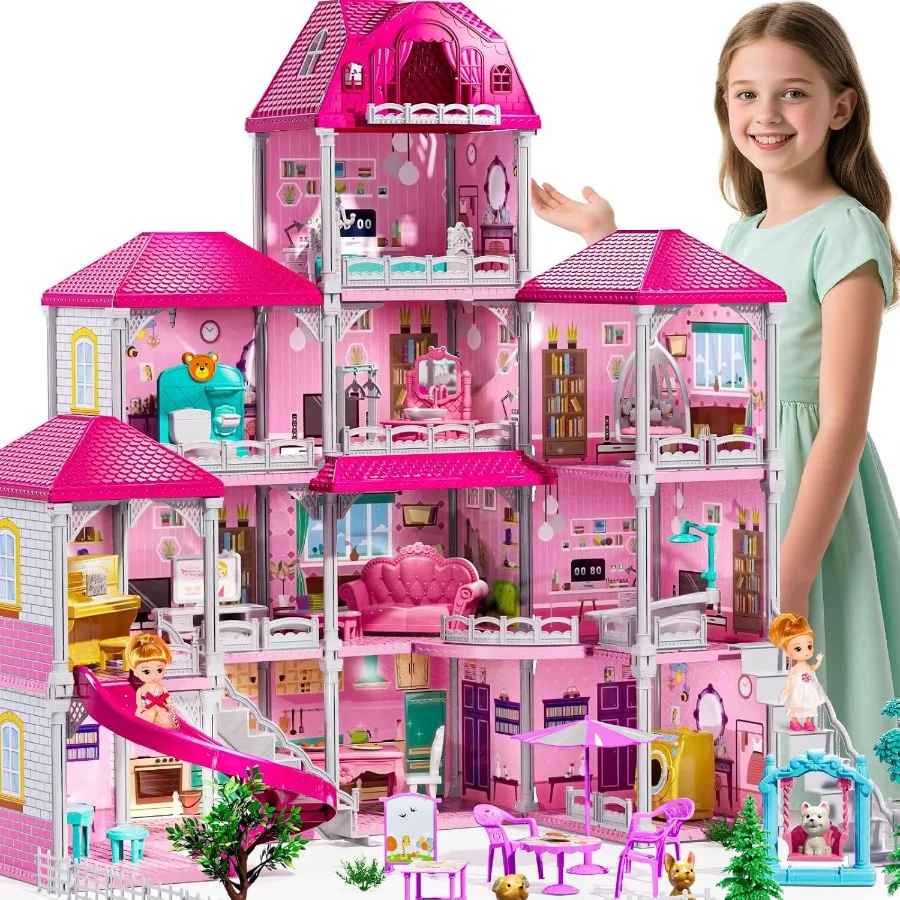 4-Storey House Playset for Girls Ages 3-7 with 2 Dolls 12 Rooms Furniture and Accessories Pretend Indoor Play Toy Toddler Gift
4-Storey House Playset for Girls Ages 3-7 with 2 Dolls 12 Rooms Furniture and Accessories Pretend Indoor Play Toy Toddler Gift