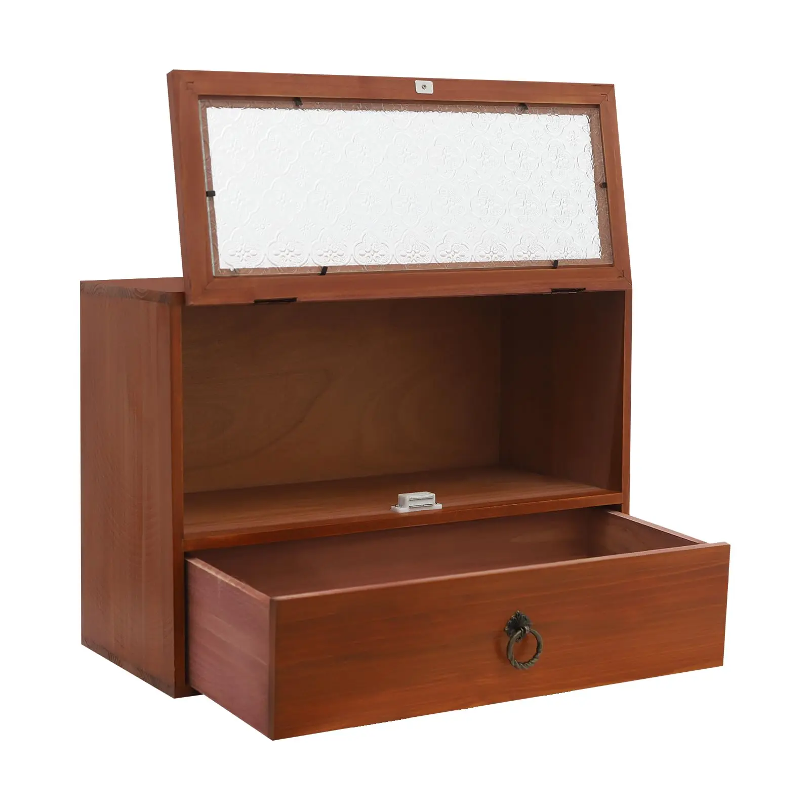 Vintage Tabletop Cabinet with Front-Opening Glass Compartment, 2-Tier Wooden Display Organizer Desktop Storage Drawer Box with D
Vintage Tabletop Cabinet with Front-Opening Glass Compartment, 2-Tier Wooden Display Organizer Desktop Storage Drawer Box with D