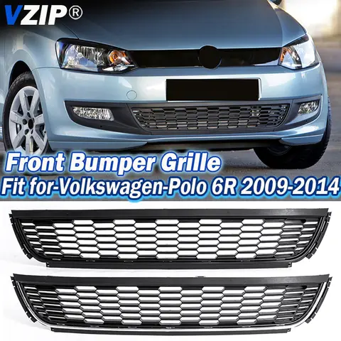 VZIP Front Bumper Grille For VW 6R Polo MK5 Hatchback 2009-2013 2014 Racing Grill Cover 6R0853677A9B9/6R08536719B9 Accessories