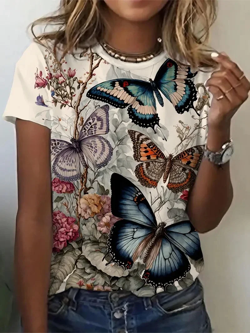 Women's Comfortable Plus Size Minimalist Vacation Style Commuting Fashion Casual Butterfly 3D Printed Round Neck T-shirt
Women's Comfortable Plus Size Minimalist Vacation Style Commuting Fashion Casual Butterfly 3D Printed Round Neck T-shirt
