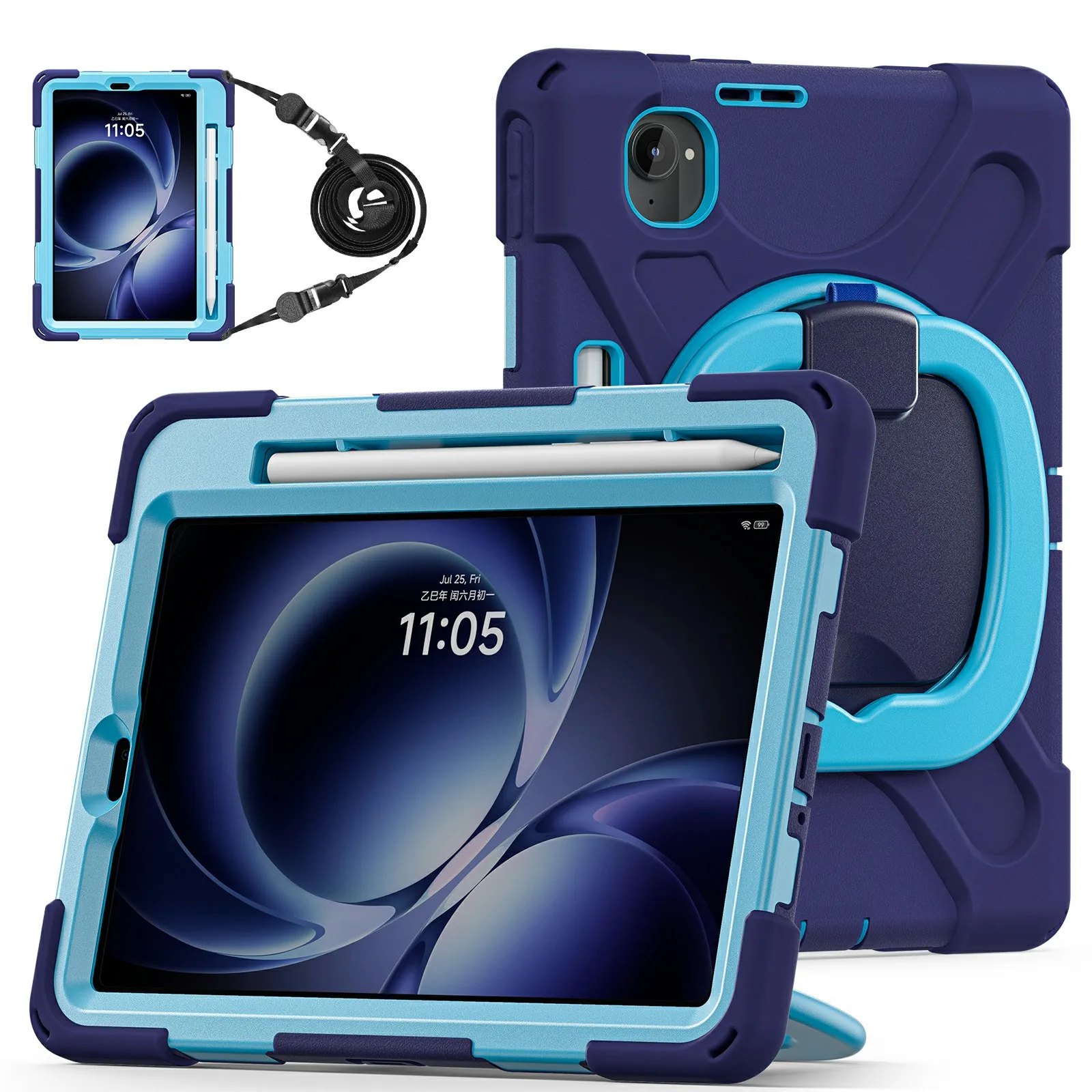 For Xiaomi Redmi K Pad Case with Shoulder Strap TPU + PC + Silicone Kickstand Tablet Cover - Navy Blue
For Xiaomi Redmi K Pad Case with Shoulder Strap TPU + PC + Silicone Kickstand Tablet Cover - Navy Blue
