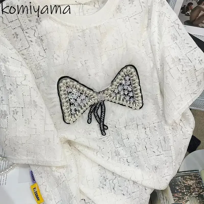 Сетчатое кружево с бисером Ropa De Mujer 2025, женская одежда, одежда с короткими рукавами, свободная футболка с круглым вырезом, модная универсальная футболка Roupas
Сетчатое кружево с бисером Ropa De Mujer 2025, женская одежда, одежда с короткими рукавами, свободная футболка с круглым вырезом, модная универсальная футболка Roupas