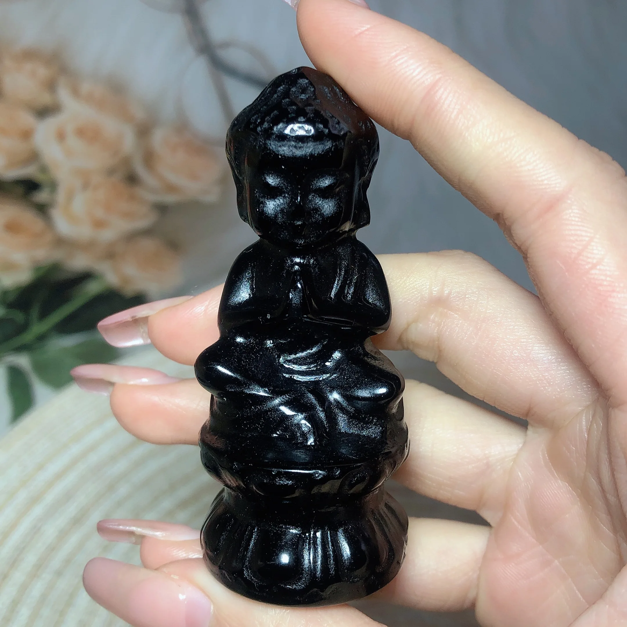 Natural Crystals Stand Black Obsidian Buddha Head Carving Polished Reiki Healing High Quality Wholesale Room Decor Energy Gift
Natural Crystals Stand Black Obsidian Buddha Head Carving Polished Reiki Healing High Quality Wholesale Room Decor Energy Gift